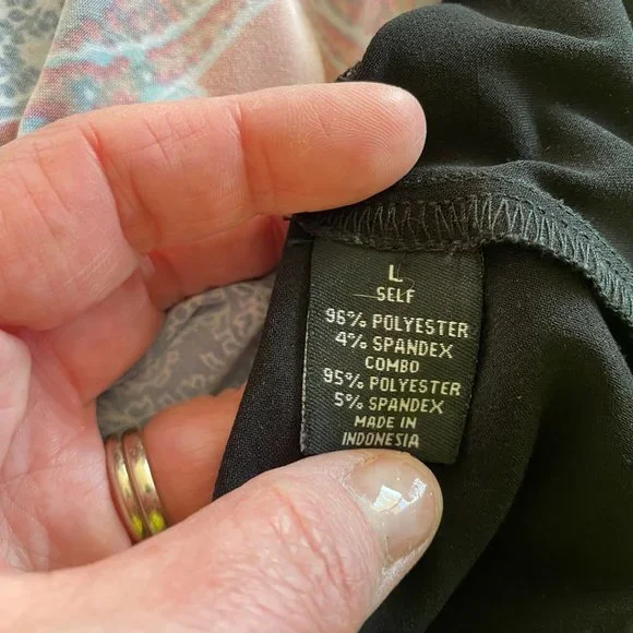 MSK Sleeveless Paisley Tunic Dress Size Large Navy Coral Boho Shift - Picture 5 of 5